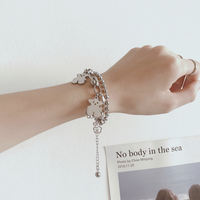 Vòng Đeo Tay Chuỗi Hạt Nhiều Lớp Thiết Kế Sáng Tạo Phong Cách Hàn Quốc