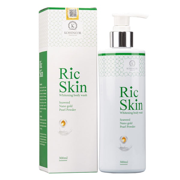 Ric Skin Whitening Body Wash, làm sạch da, loại bỏ chất nhờn và bụi bẩn (300ml) hàng chính hãng.
