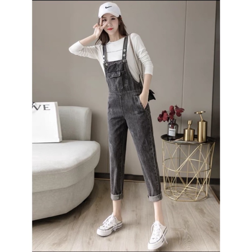 Yếm jean dài xám nữ - yếm bò ulzzang phong cách hàn quốc cao cấp Lady-Hn Store88 h5