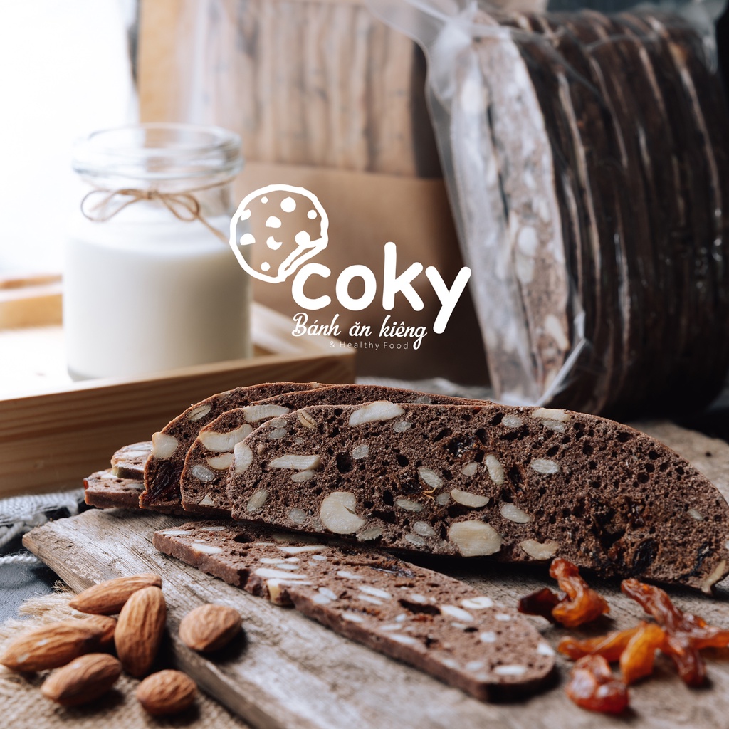 Bánh Biscotti ăn kiêng nguyên cám Cacao, bánh cho người tiểu đường