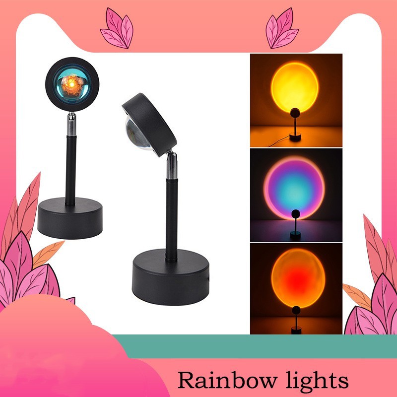 Đèn Led Màu Cầu Vồng Trang Trí Phòng Ngủ Tiktok phổ biến For INS background Sunset Projector Floor Lamp，đèn led chụp ảnh