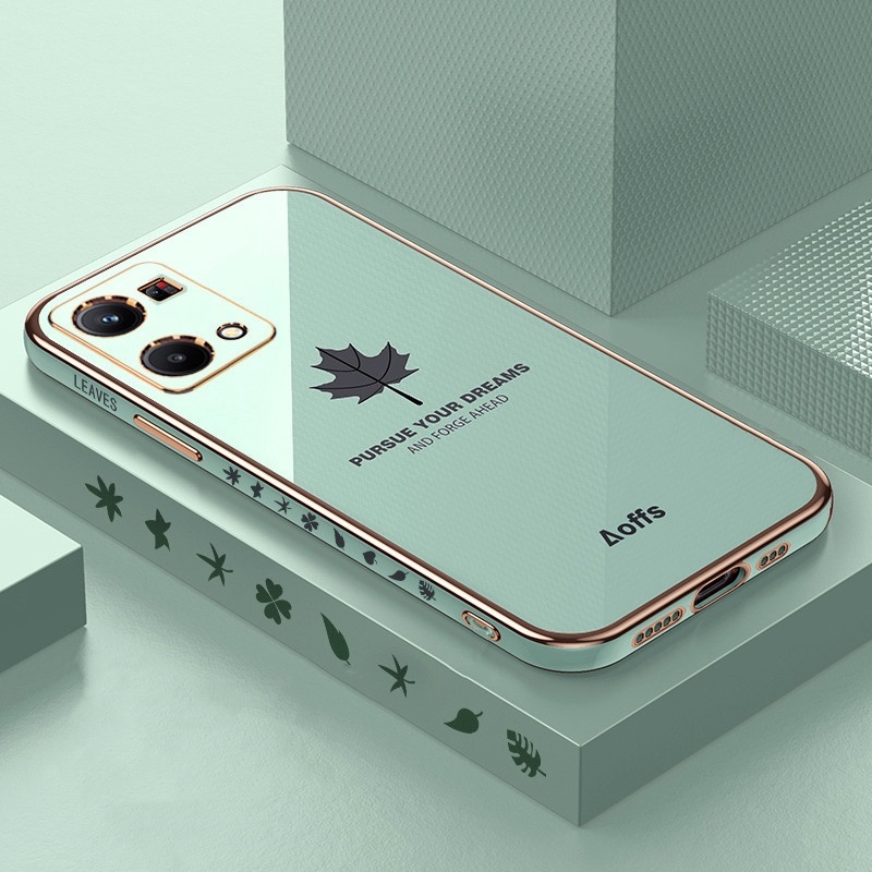 Ốp Điện Thoại Mạ Điện Hình Lá Phong Cho OPPO Reno 7 Reno 6Z Reno 5F Reno 4 Reno 4F Reno 3 Reno 2F Reno 2 A83 F9 R&amp;X