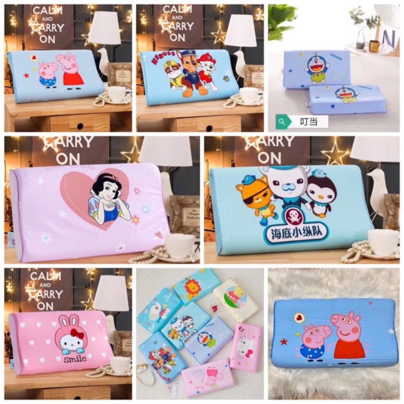 Gối cao su non cho bé [Siêu mềm, an toàn]  vỏ cotton 100%, ruột cao su non nhân tạo siêu mềm