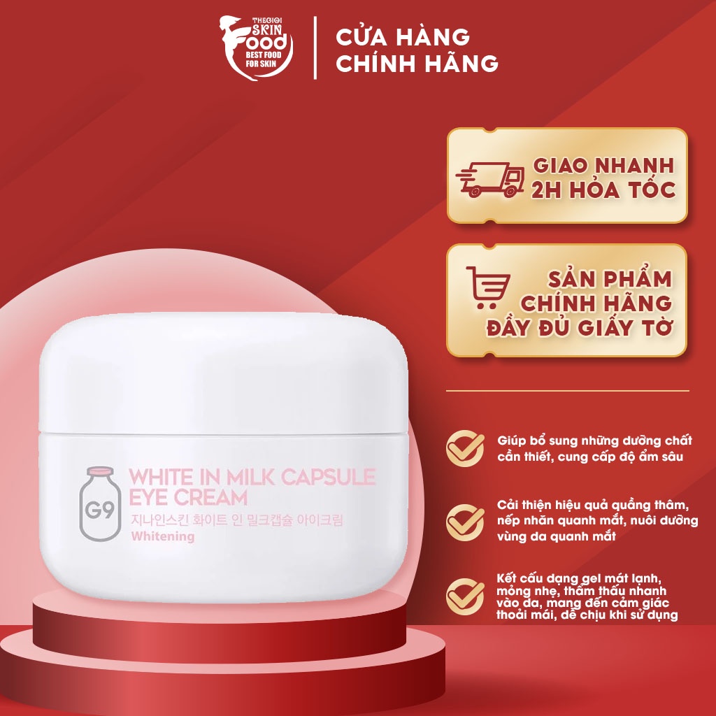 Kem Dưỡng Mắt Đánh Tan Quầng Thâm G9Skin White In Milk Capsule Eye Cream 30g