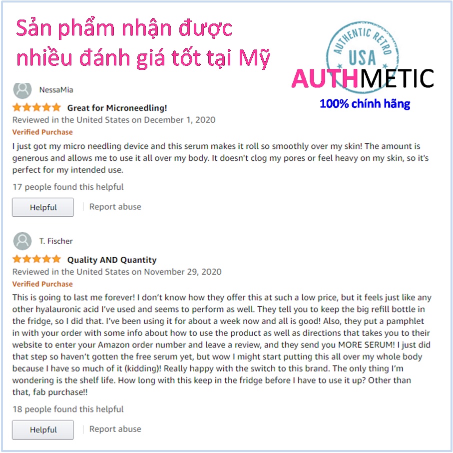 Tinh chất Hyaluronic Acid cấp ẩm căng da thu nhỏ lỗ chân lông cho da dầu khô nhạy cảm