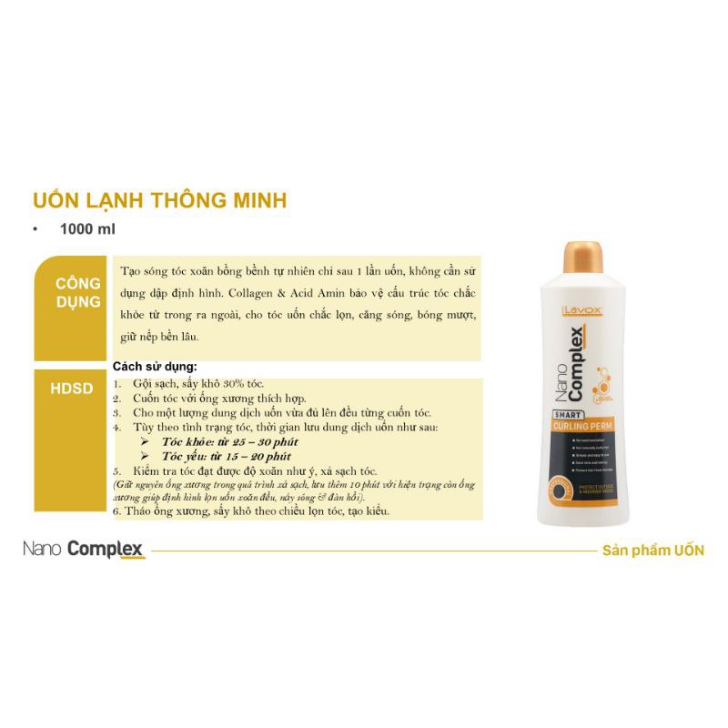 Uốn lạnh thông minh Lavox Nano Complex Siêu dưỡng không cần dập 1000ml.