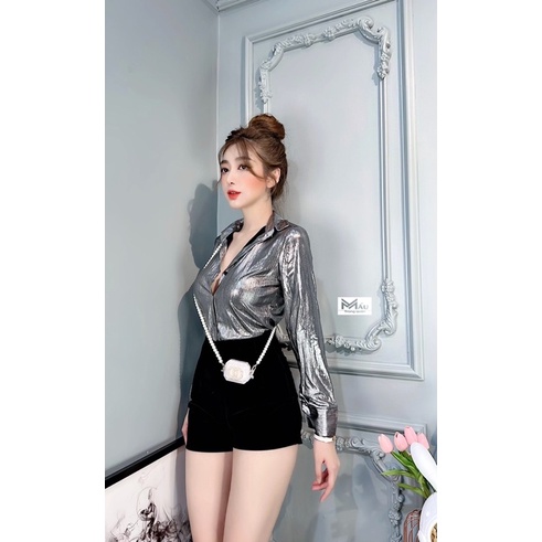 Áo sơmi nhũ dáng suông dễ mặc siêu nổi bật