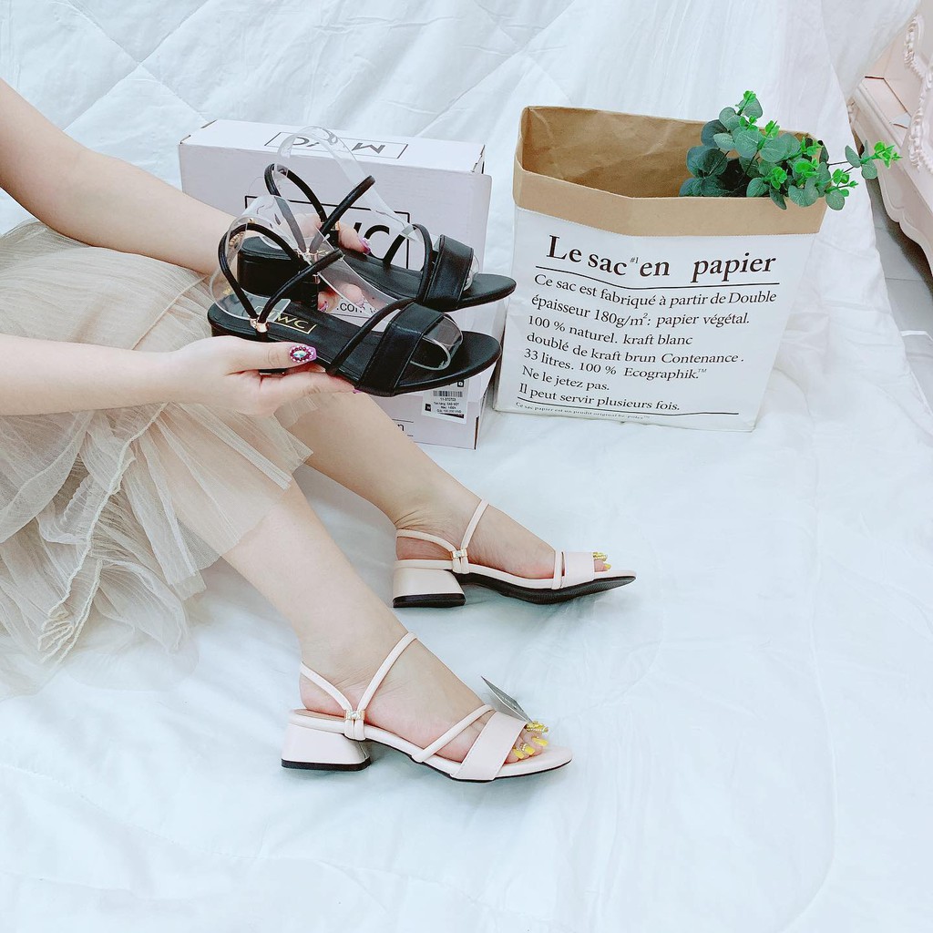 Giày Sandal Cao Gót MWC Đế Vuông 3CM Quai Ngang Thanh Lịch NUCG- 3707