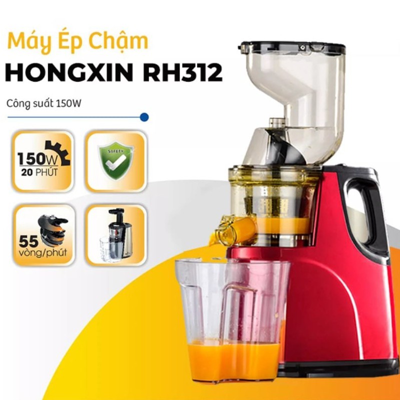 [Mã ELHA22 giảm 5% đơn 300K] MÁY ÉP CHẬM NGUYÊN QUẢ LẤY NƯỚC TƯƠi HONGXIN RH-312 MÀU ĐỎ