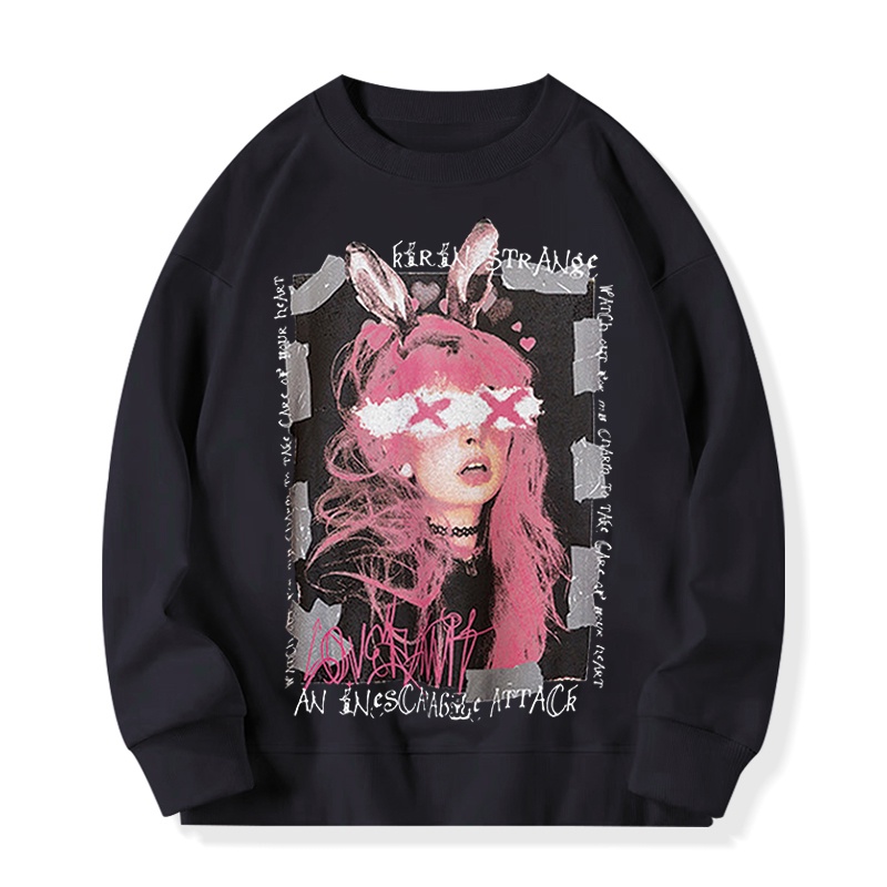 FOCUS Áo Nỉ harajuku vintage trắng bigsize unisex áo dài tay mẫu hot trend mùa Đông 100%cotton