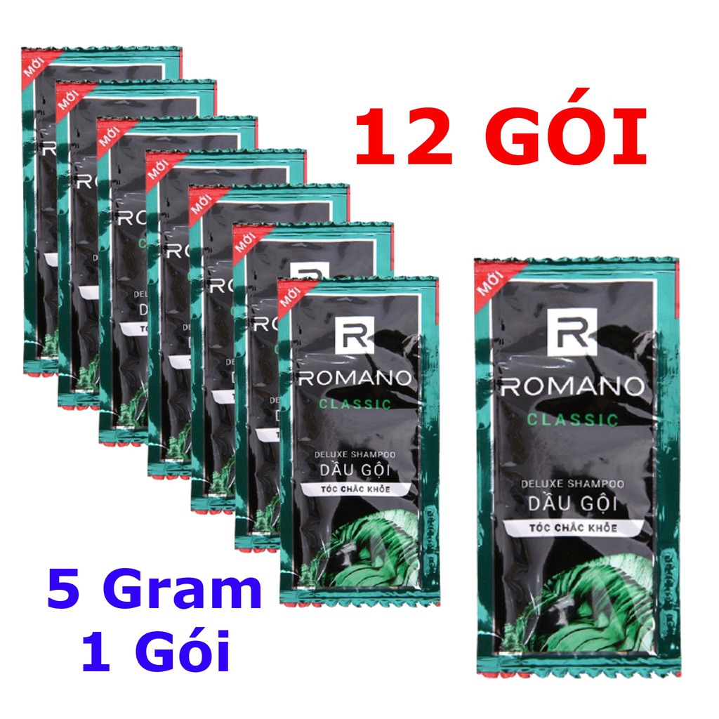 Bộ 12 gói dầu GỘI ROMANO Classic 5g/gói