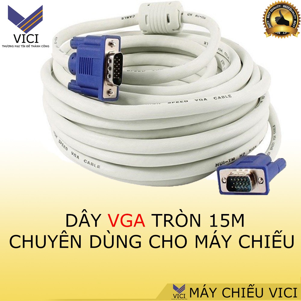 Dây cáp VGA 15m dùng cho máy chiếu trường học, công trình. Sản phẩm chống nhiễu tốt, truyền ảnh đẹp