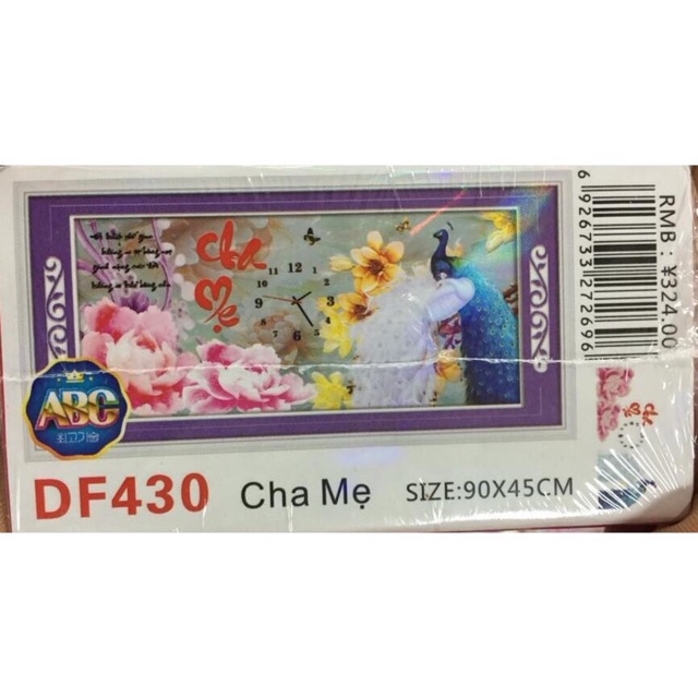 Tranh đính đá Đồng Hồ Cha Mẹ DF650 90x45cm chưa đính