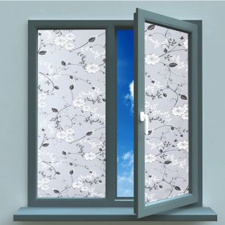 Decal Giấy Dán Kính Hoa Lá Đen keo sẵn khổ 45cm