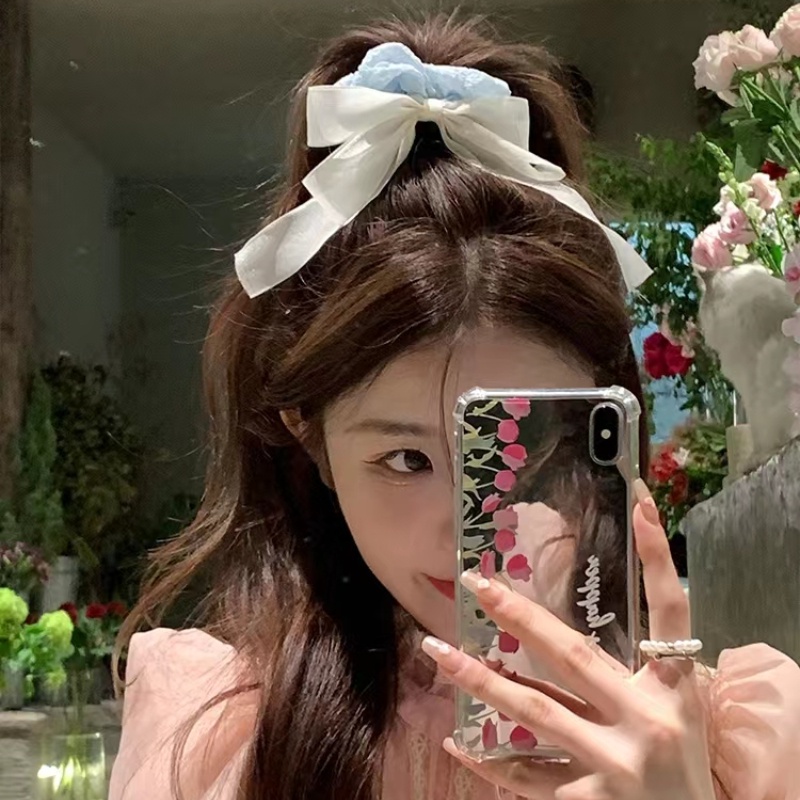 Dây Buộc Tóc Thắt Nơ Ruy Băng Bản Lớn Thanh Lịch Phong Cách Hàn Quốc Cho Nữ