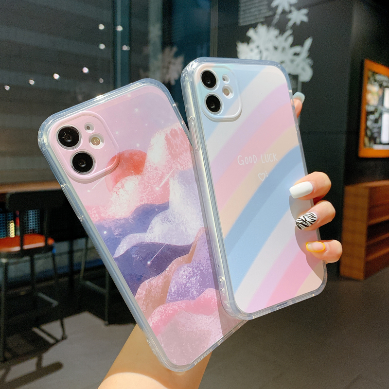 Soft Silicone Transparent Case iPhone 6 6s 7 8 Plus 11 Pro XS Max XR X SE 2020 iphone 12 Pro Max Rainbow Phone Cover Back Cases