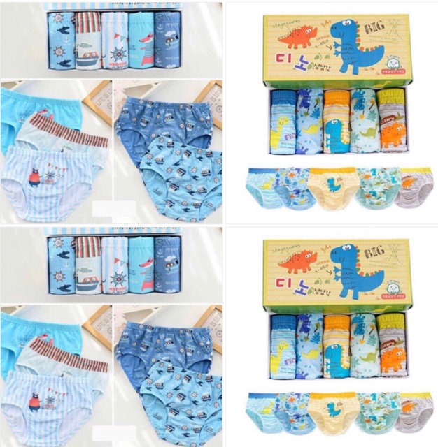 sét 5 Quần Lót Tam giác bé trai Hàn Quốc 9-40kg 100% cotton từ 8-40kg (BT28)
