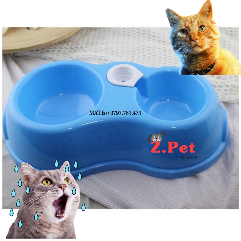 Bát ăn kèm bình nước tự động cho chó mèo