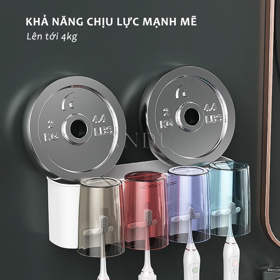 Kệ Để Bàn Chải Kem Đánh Răng Cốc Tròn Dán Tường Treo Phòng Tắm ,Khay Đựng Bàn Chải Đánh Răng Kèm Cốc Gọn Gàng Tiện Lợi