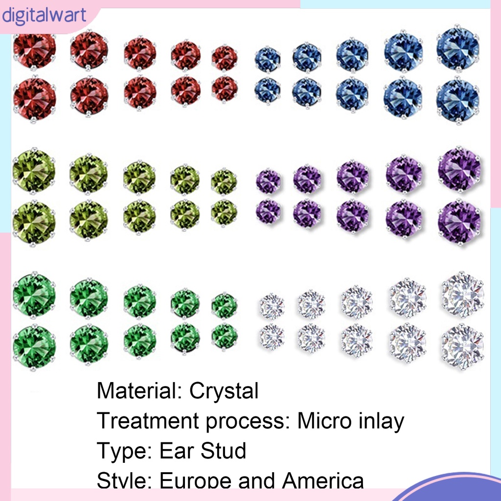 Dgggg Dgg✌❤ Set 12 Đôi Bông Tai Đính Đá Thời Trang Cho Nữ