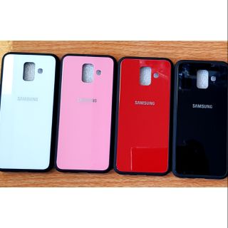 Ốp lưng Samsung A6 2018 viền dẻo giả 8 ốp kính cường lực cao cấp