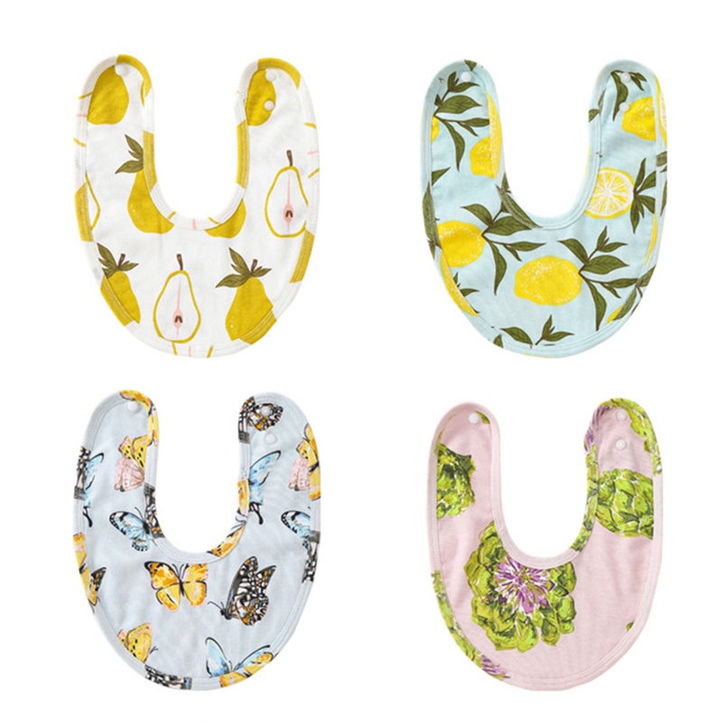 Yếm Ăn Cotton Mềm Mại Có Nút Bấm Dành Cho Bé Sơ Sinh