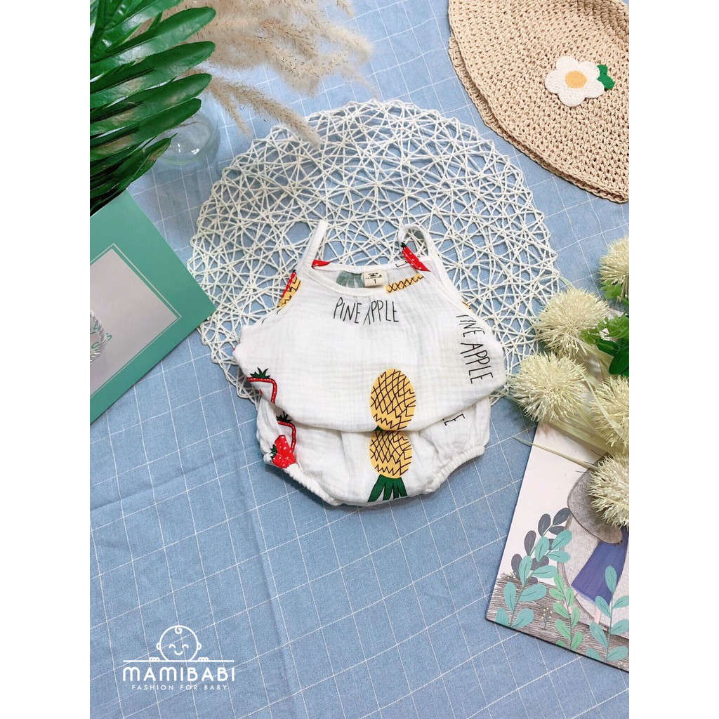 Bộ Hai Dây Xô Đũi Muslin Bé Gái