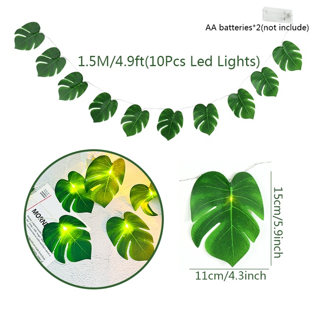 Dây Đèn Led 1.5 / 3m Hình Lá Cọ Trang Trí Giáng Sinh Năm Mới