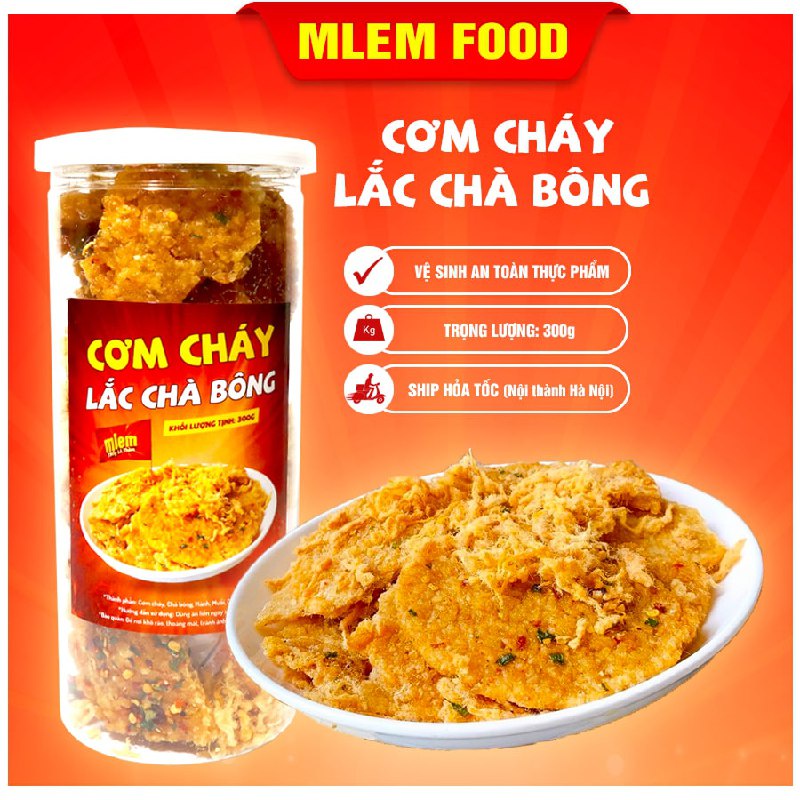 Cơm cháy lắc chà bông 300gr Mlem Food- Đồ ăn vặt Hà Nội