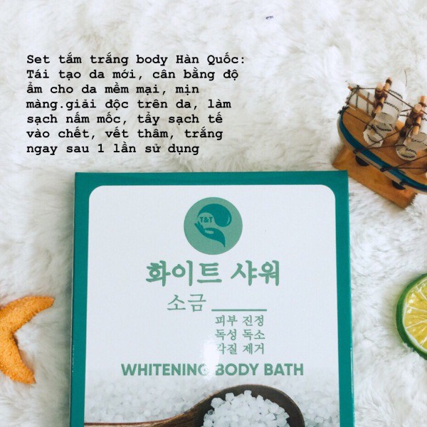 Set tắm trắng muối biển Hàn Quốc dưỡng trắng chống nắng Whitening Body Bath date xa