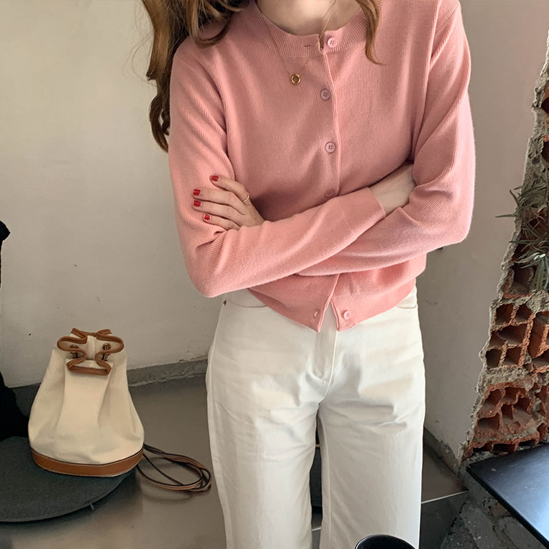 Áo Khoác Len Dệt Kim Màu Trơn 38757 Thời Trang Cho Nữ