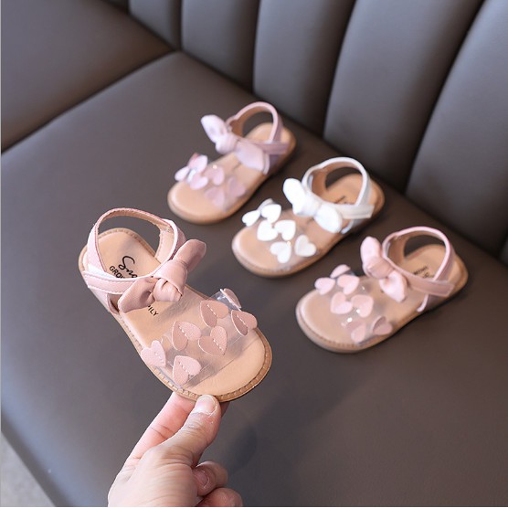 Loại 1_ Sandal bé gái nơ trái tim xinh xắn từ 1-6 tuổi