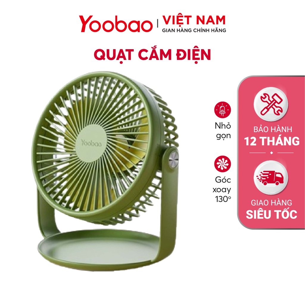 Quạt mini để bàn Yoobao F2 sử dụng nguồn USB - Góc xoay 360 độ 3 chế độ gió - Hàng chính hãng