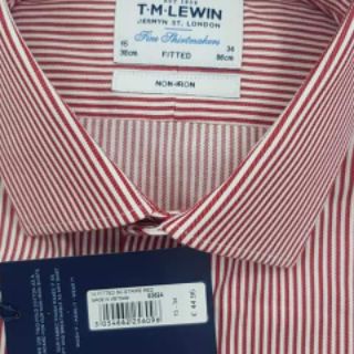 Tm lewin sọc đỏ măng séc đơn.