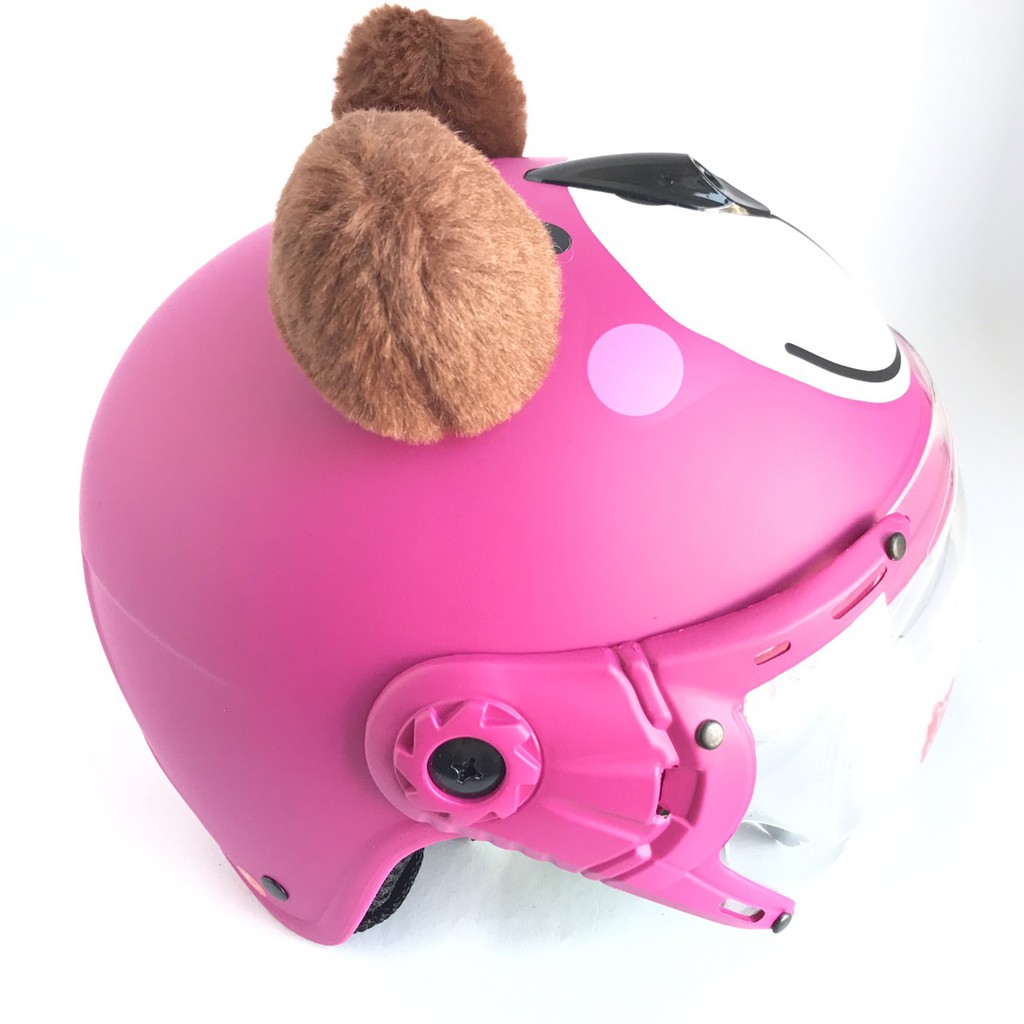 Mũ Bảo Hiểm Trẻ Em Có Kính Dành Cho Bé Nặng Dưới 18kg - Vòng Đầu 50-52cm - V&S Helmet VS103KS Hình Gấu Hồng