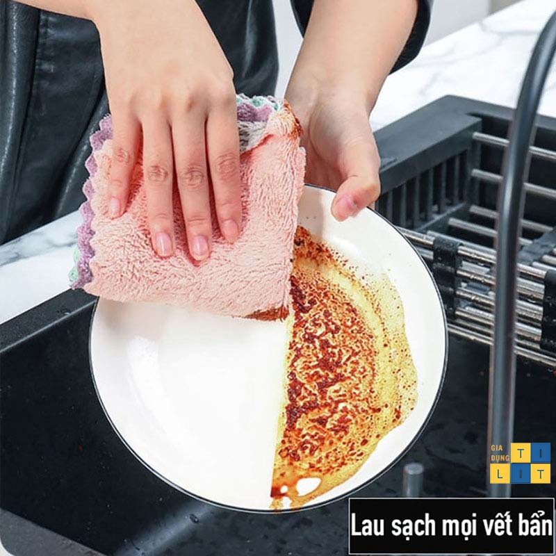 1 Khăn lau đa năng 2 mặt lau Bếp - Rửa bát - lau Bàn khăn thấm nước siêu tốt nhanh khô [KHĂN 2 MẶT]