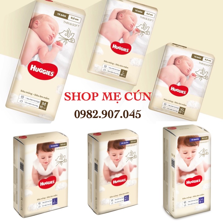 Tã quần/dán Cao cấp Huggies Thin &amp; Soft M54/L46/XL42 L44/XL36/XXL28 L72/XL62/XXL46