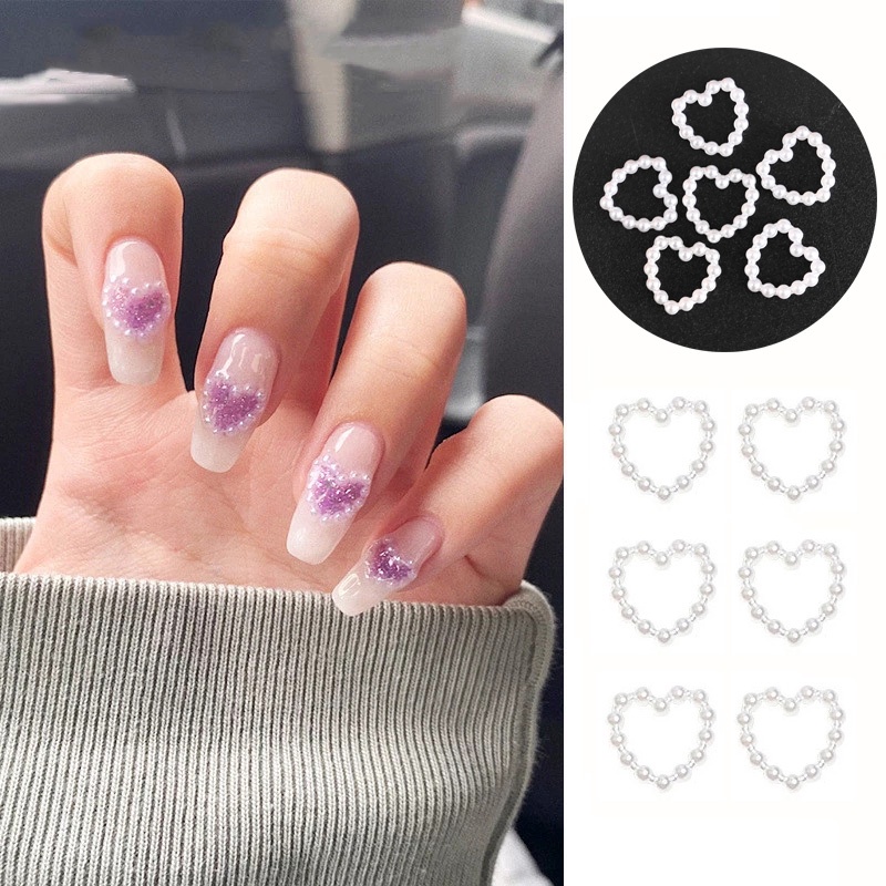 Bộ 10 Hạt Ngọc Trai 3D Trang Trí Móng Tay Charms