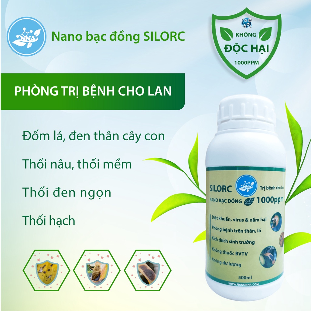 Chế Phẩm Nano Bạc Đồng SILORC chuyên phòng & xử lý các loại bệnh trên cây cảnh 500ml
