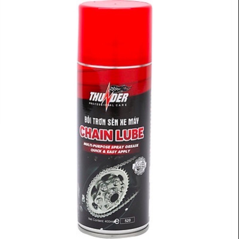 Chai xịt bôi trơn, bảo dưỡng sên xích xe máy, mô tô Thunder Chain Lube 400ml