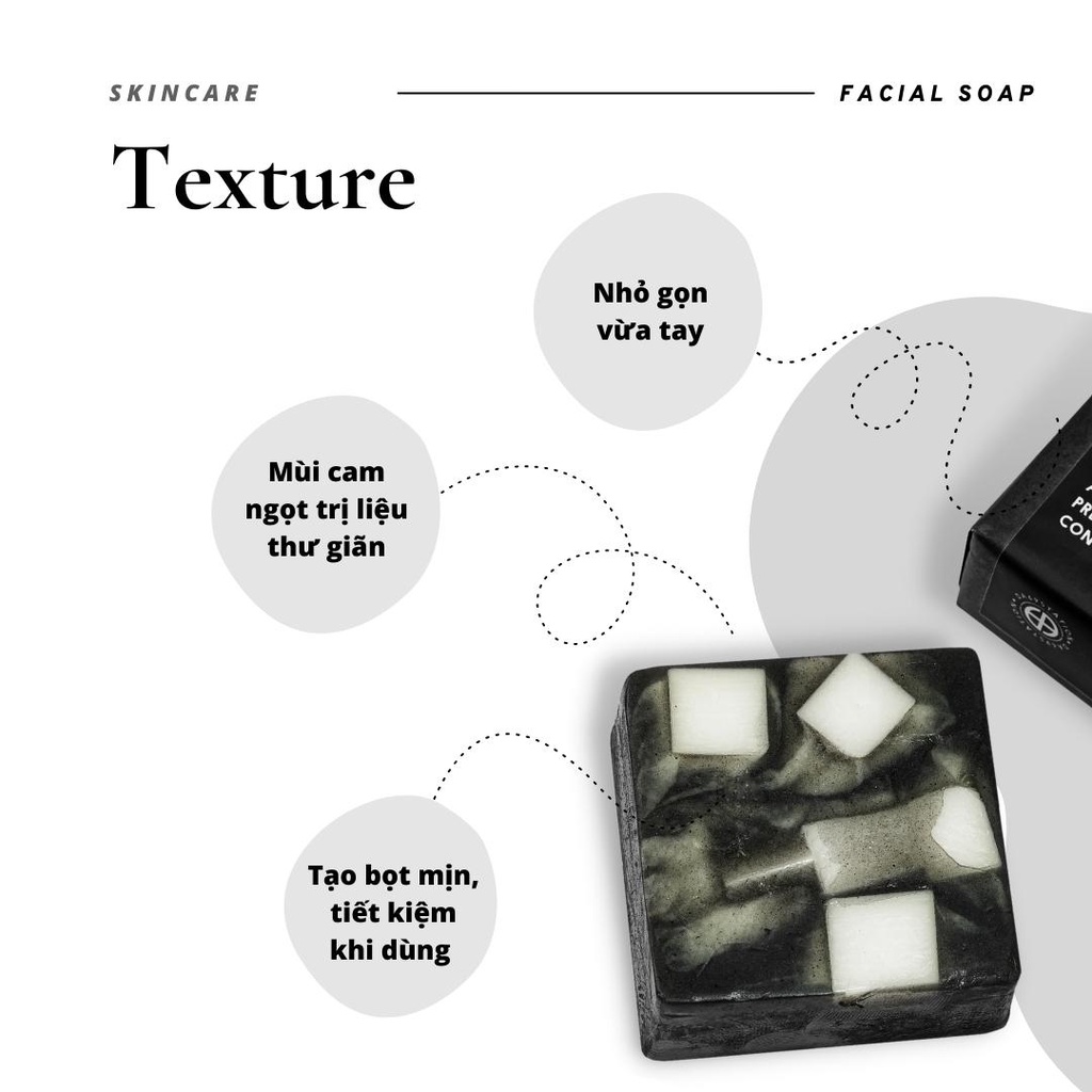 FACIAL SOAP D69S - bánh xà bông than tre giảm mụn, mờ thâm, giảm viêm nang lông dành cho mặt và bod