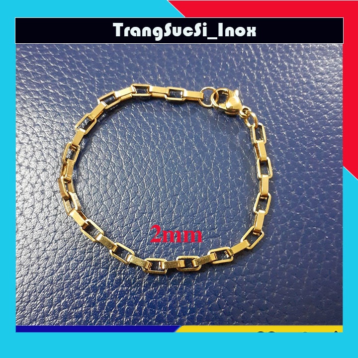 Sỉ lắc tay chữ nhật 3mm inox mạ vàng sáng đẹp, không đen đem lại vẻ quyến rũ cho đôi tay của bạn