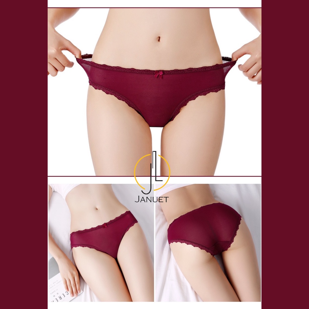 Quần Lót Nữ Lụa Tơ Januet Viền Ren Cao Cấp CHJA17