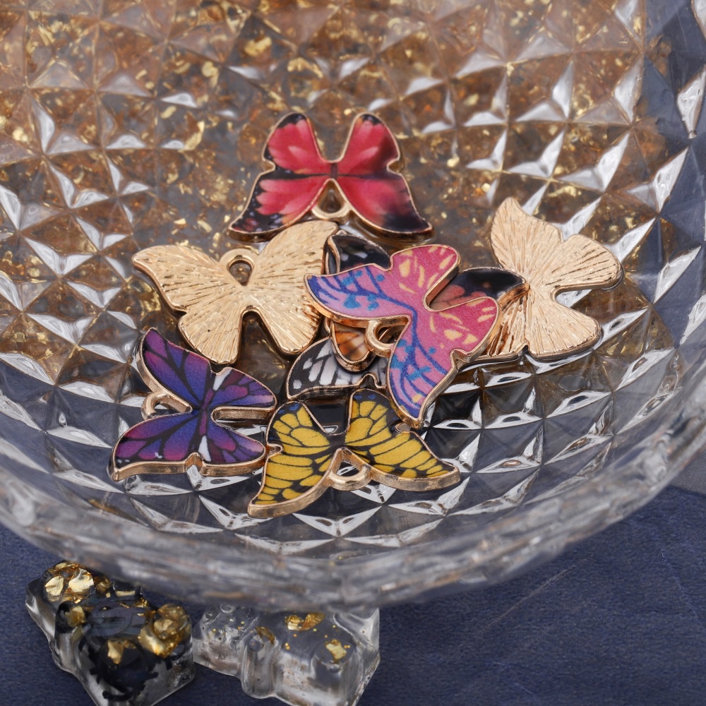 Set 10 phụ kiện ST.KUNKKA kiểu dáng bươm bướm nhiều màu sắc làm mặt dây chuyền vòng đeo tay thủ công