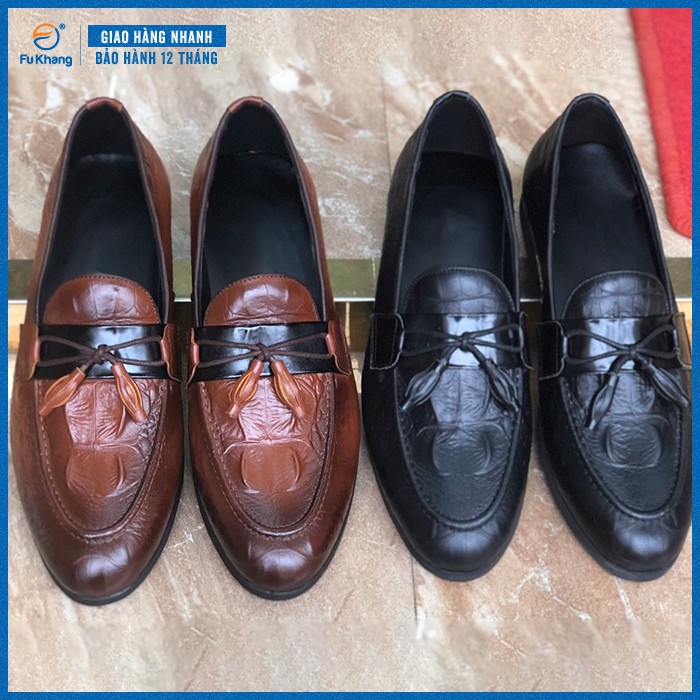 Giày Lười Nam Dập Vân Cá Sấu Nam Đẹp Thời Trang Chính Hãng Fu Khang Màu Đen Mã Sản Phẩm GL11 | BigBuy360 - bigbuy360.vn