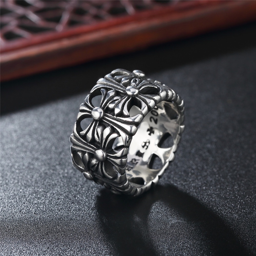 Nhẫn titan chrome hearts dạng ống 14mm không gỉ MR201201