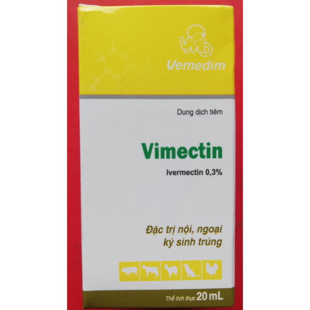 1 lọ Vimectin 20 ml Sản phẩm cao cấp chuyên dùng cho trâu, bò, dê, cừu, heo, gia cầm, chó, mèo, thỏ