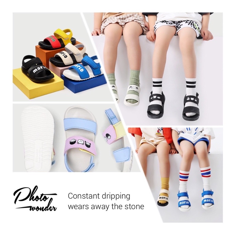 Sandal trẻ em Mario BG và Mario Chữ dạng quai dán siêu nhẹ cho bé mã SDM2 và SDM5