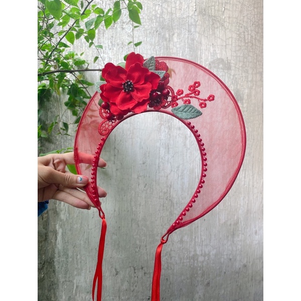 Mấn bờm cô dâu đính hoa gấm