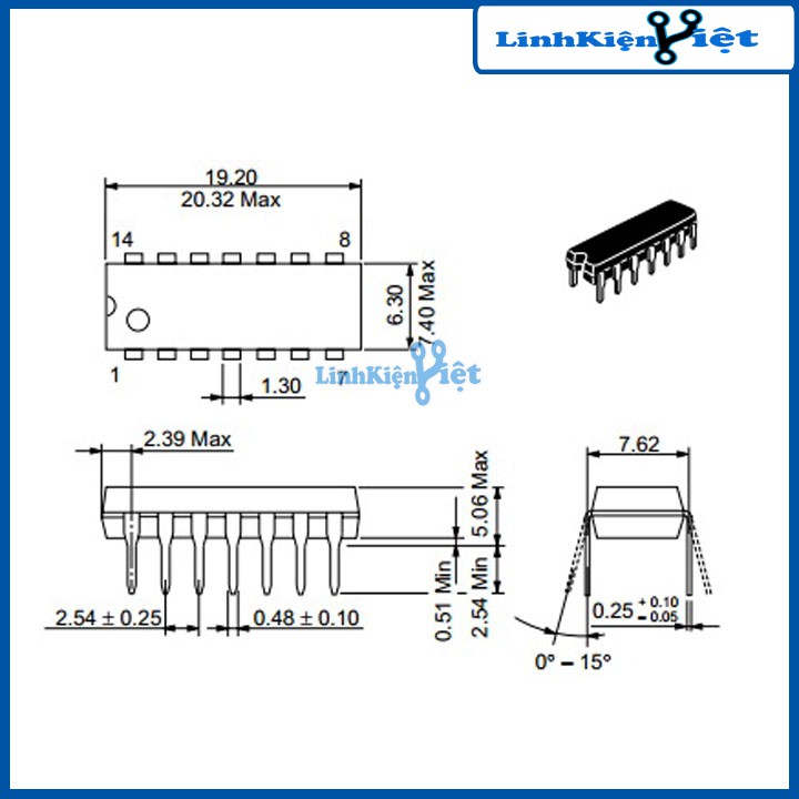 Chíp 74LS74 Dual D-Type Flip-Flop DIP14